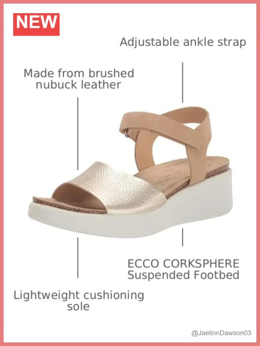 ECCO Flowt Wedge Cork Sandal Nubuck Leather Ankle Strap Women's Platform